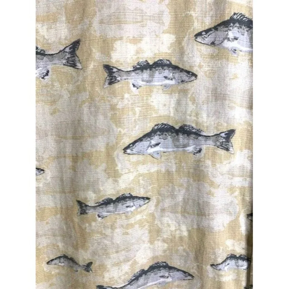 Columbia Sportswear Mens XXL River Lodge Fish Print Button-Up Shirt Short Sleeve